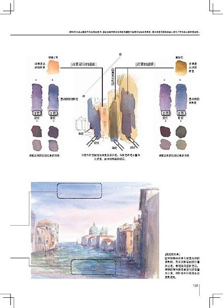 日本绘画大师铃木辉实的水彩画配色笔记。