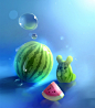 Watermelon bubble cute rat