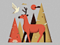 Deer & Dove card holidays christmas trees dove deer vector illustration