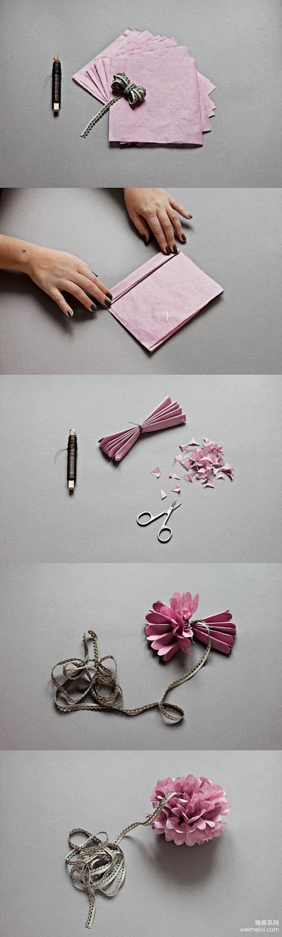 纸花球的做法 手工制作纸花图片教程 纸花...