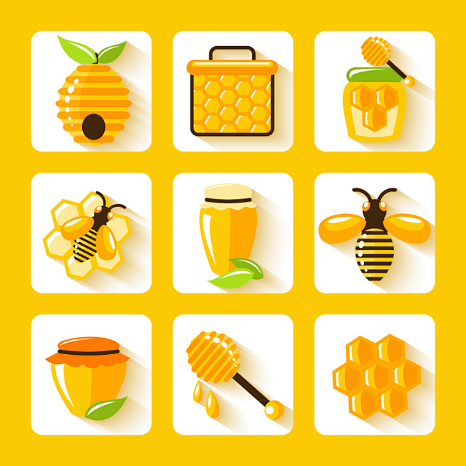 9款精美蜂蜜元素图标矢量素材，素材格式：...