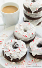 Peppermint Mocha Donuts.  Healthier baked donuts with chocolate, coffee, and peppermint! | Kristine's Kitchen: 