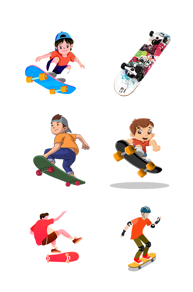 滑板运动体育少年比赛免抠元素