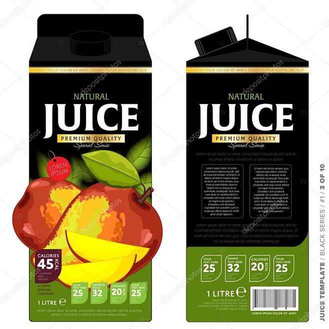 模板包装设计芒果汁。概念设计的果汁。抽象...