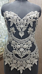 Hand Beaded Sequin & Crystal Bodice Applique on Tulle Fabric - ALLYSON: 