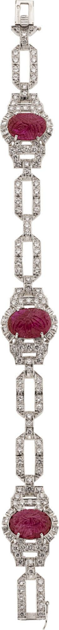 Art Deco Ruby, Diamond, Platinum Bracelet