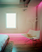 modern neon installation in a bedroom