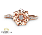 Camellia Flower Ring 14K Rose Gold Diamond Ring Rose Gold Engagement ring Diamond Ring