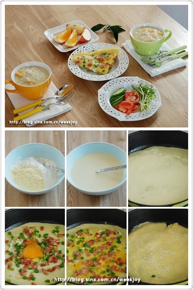 美食博主的二人早餐：『煎蛋饼+地瓜粥+蔬...