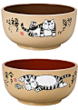 日本山水大师岡本肇 可爱猫咪 图案 饭碗 招财猫 日本餐具