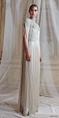 ashi studio fall winter 2019 bridal hanging sleeves high neck heavily embellished bodice elegant grecian column wedding dress sweep train (11) mv