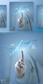 未来科学医学医疗科技概念设计PSD海报模板 DNA 食指 基因工程 生物 研究_平面素材_海报_模库(51Mockup)