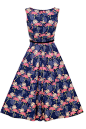 Flamingo Print Hepburn Dress : Lady Vintage