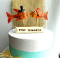 Orange Kissing Fish Folk Art  wedding cake by indigotwinweddings