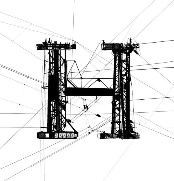 铁搭式建筑风格的26个英文字母设计(2)...