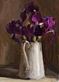 daily painting titled Irises in an enamel jug - click for enlargement: 