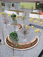 ONE City Plaza | Greenville, South Carolina | Civitas s #landscape #architecture #public #space #plaza #architecture #yellow #seats #curved #bench