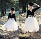 Ouma tulle skirt - Black and white tulle wedding dress worn with top hat