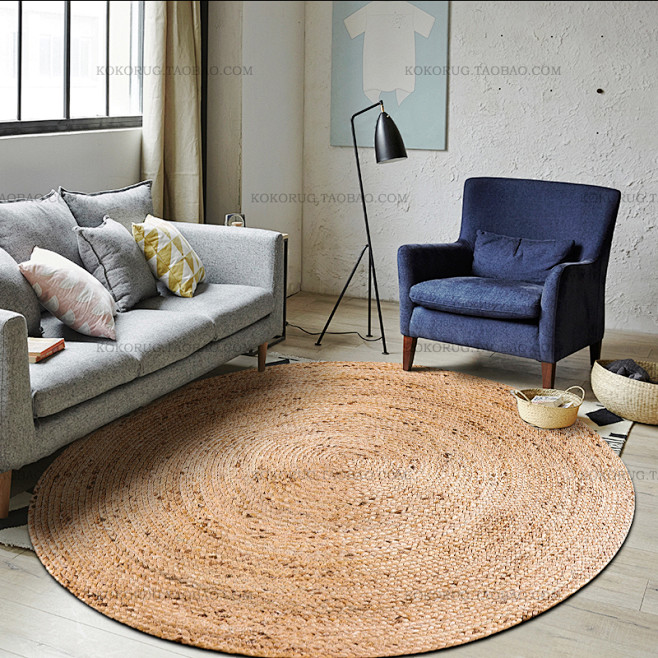 天然芦苇圆毯 小圆垫圆形地毯 客厅卧室房...