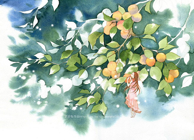 梦游兔  的插画 夏末,初秋,来一斤杏吧