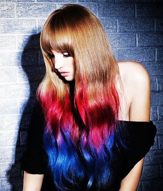 red blue ombre hair