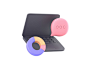 3D Icons dark red color soft yellow blue pink 3d animation pie chart piechart laptop bubble