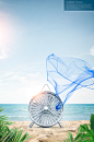 自然送风 漫舞丝巾 空气优化 清凉微风 小电器海报合成设计PSD t000715