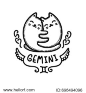 Gemini Horoscope Cat Ink Design Layout