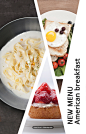 意大利面 蔬菜沙拉 草莓蛋糕 简单美式早餐海报 美食PSD_平面设计_海报