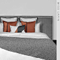 MISS LAPIN 简约现代/酒店样板房床上用品套件/橘色拼接多件套-淘宝网