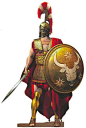 Greek hoplites warrior with a Corinthian style helmet.: 