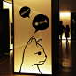 大脸猫 创意卡通墙面墙壁背景装饰 宠物贴画 店鋪橱窗玻璃墙贴纸