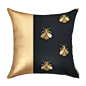 现代港式古典轻奢样板房会所展厅软装沙发黑金色蜜蜂拼接靠包抱枕-淘宝网
