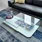 Hug Curved Glass Coffee Table - Klarity : Beautiful curved glass coffee table has been created using a single sheet of glass which is intricately folded over and then over again to form a multi level curved glass coffee table. Can be produced in a wide va