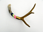 Gold, Pink, Lemonade & Navy Chevron Painted Antler - Small