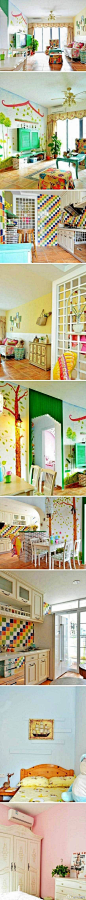 #装修案例# ✿85平米色彩斑斓的童话城堡！（更多时尚室内设计请看这里>>http://t.cn/zOdG4X2 )