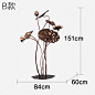 酒店大堂摆件新古典秋荷落地会所样板房大厅铁艺荷叶荷花艺术雕塑-tmall.com天猫
