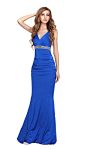 V.C.Formark Women's V Neck Mermaid backless Long Evening Party Prom Dress,Blue,M