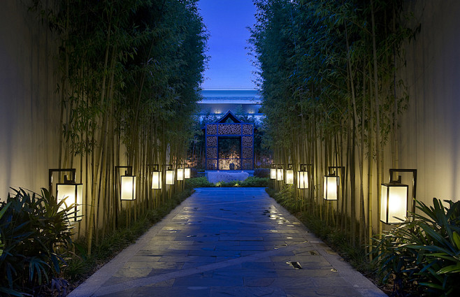 广西古象温泉度假酒店,庭院夜景