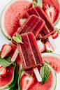 Watermelon, Strawberry and Mint Popsicles Recipe: 