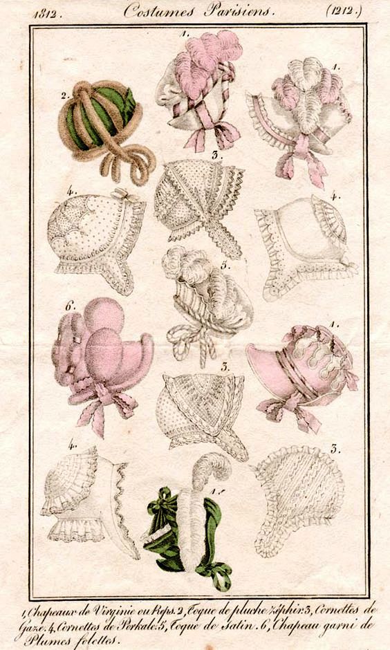 Bonnets, 1812 costum...