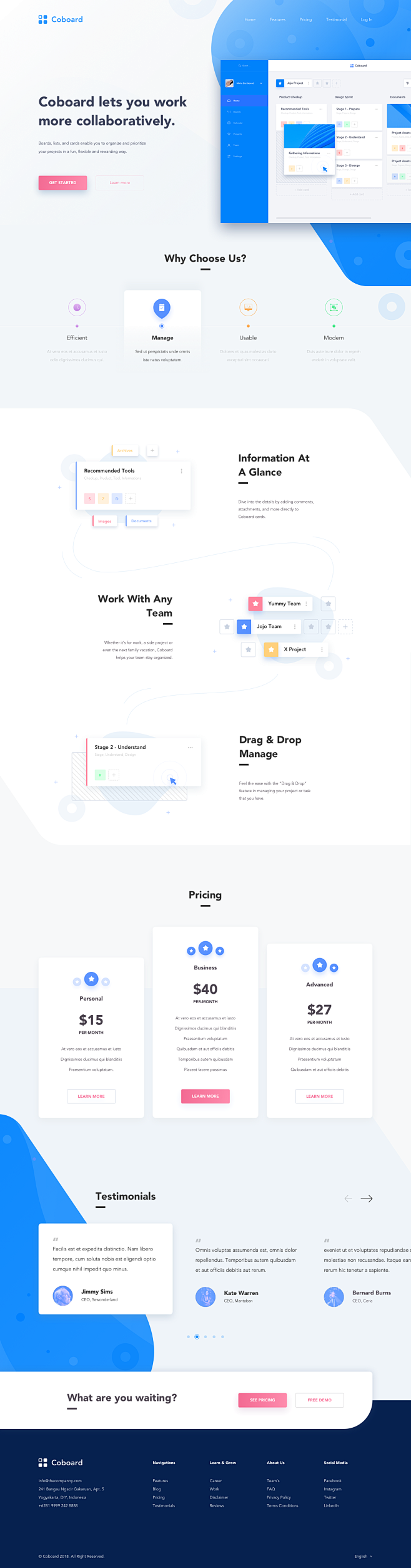 Coboard landing page