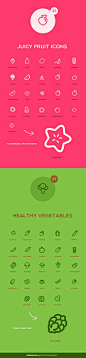 Juicy Fruit and Vegetable Icons by Patrick, via Behance: 
