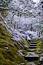 Garden at Ginkaku-ji temple in snow 