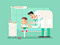 Doctor doing child vaccination flat vector illustration