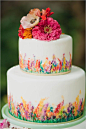 浪漫色彩的春季婚礼蛋糕~：+来自：婚礼时光——关注婚礼的一切，分享最美好的时光。#热带风婚礼蛋糕#