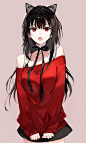 Red top, hot, anime girl, original, 480x800 wallpaper