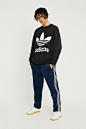 Slide View: 2: adidas Trefoil Logo Black Oversized Crew Neck Sweatshirt