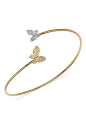 Women Bracelets - Diamond Micro Pave Butterfly Bangle in 14K Yellow and , .25 ct. t.w. - 100% Exclusive