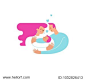 Mom and dad hugging and cuddling their baby boy or girl and nursing him. Parents embracing newborn son and expressing love and care. Modern illustration logo symbol for banner or website. Vector